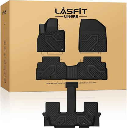 LASFIT Floor Mats for Kia Telluride 2025 2024 2023 2022 2021 2020, All Weather TPE Custom Fit Floor Liners 1st & 2nd & 3rd Row Car Mats Accessories, Black