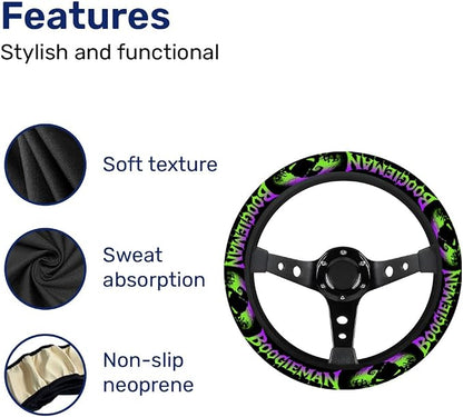 GENANY Spooky Sack Steering Wheel Cover, Non Slip Polyester Car Wheel Protector for Car SUV Truck, Universal 15 Inch
