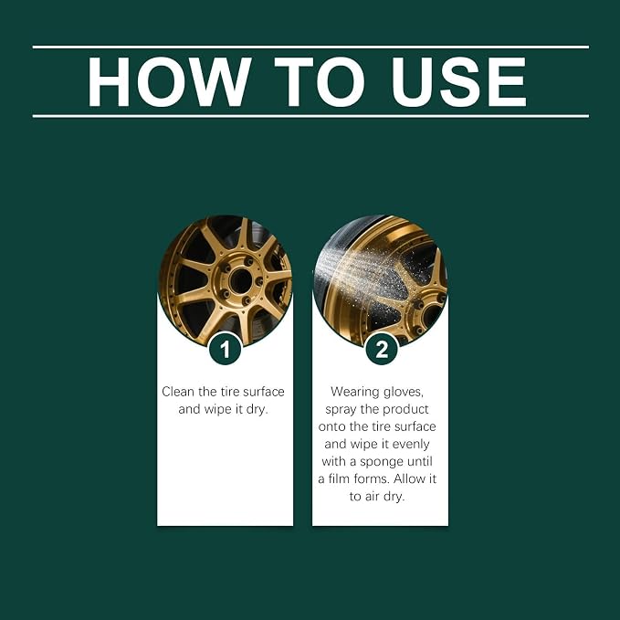 Tire Cleaner and Shine | 100ml with Sponge Gloves Long Lasting - Auto Tire Shine Cleaner,for Sedan Truck RV Motorcycle Scooter ATV, Detailing Shop Home Garage