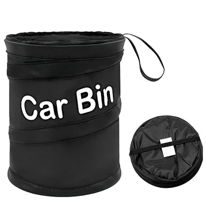GiftNest Car Trash Can for Back Seat 1-Second Pop Up Foldable Leakproof 1 Gallon Car Garbage Bin with Hook and Loop Strap Waterproof Liner Car Garbage Bag Fits Cars, Home, Office