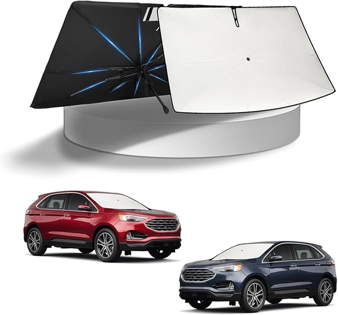 KUST Sun Shade Umbrella for 2015-2025 2026 Ford Edge | Custom Fit Windshield Sunshade | Foldable Sunshade with Bendable Handle | Blocks Heat & UV Scratch Resistant Keep Car Cool Sunshield
