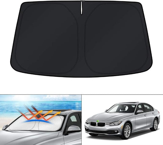 KUST Windshield Sun Shade for 2013-2018 BMW 3 Series/F30/F31/F80/M3 Accessories Custom Fit Sunshade Foldable Sun Visor Protector Blocks UV Rays Keep Your Car Cooler