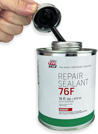 Rema TIP TOP 76F Innerliner Tire Repair Sealant, 16 oz Brush Cap Can, Professional Final Sealant for Tire Repair Areas