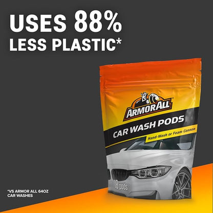 Armor All Car Wash Pods, Pre-Measured, Dissolvable Pods of Super-Concentrated Car Wash Soap, 18 Easy-to-Use