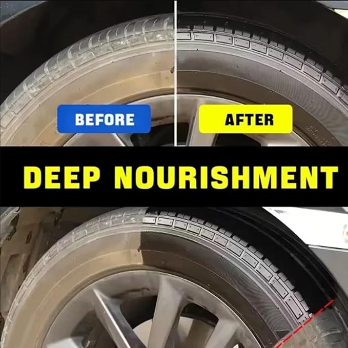Car Tire & Plastic Trim Renewal Paste – Restores Shine, Prevents Cracking & Easy Application, Tire Coating Paste Rapid Acting, Car Tire Shine with Sponge, for Cars Trucks Motorcycles (2PCS)