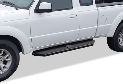 APS 6-inch (Black Stainless Steel Powder Coated Flat Style) Running Boards Side Bars Side Steps Compatible with Ford Ranger Mazda B-Series 1999-2011 Super Cab 4-Door (Drilling Required)