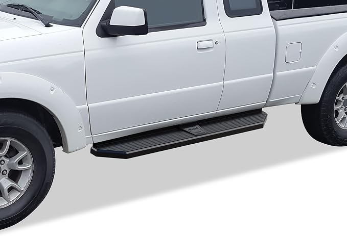APS Black Stainless Steel Running Boards Style Compatible with Ford Ranger Mazda B-Series 1999-2011 Super Cab 4-Door (Drilling Required) (Side Steps Side Bars) 6in Wide