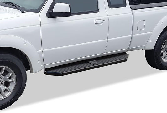 APS Black Stainless Steel Running Boards Style Compatible with Ford Ranger Mazda B-Series 1999-2011 Super Cab 4-Door (Drilling Required) (Side Steps Side Bars) 6in Wide