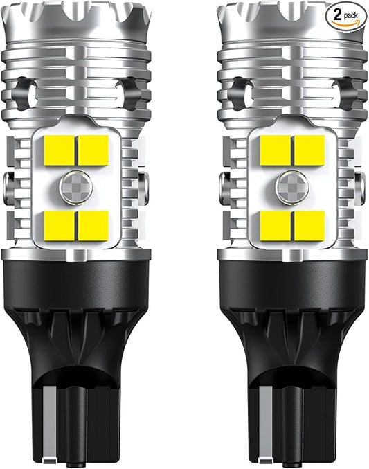 LASFIT 921 LED Bulb Reverse Lights, 912 T15 Back Up Light CANBUS Error Free W16W 906 Reversing Bulb 904 916 6000K Xenon White New Upgrade Design, Plug and Play (Pack of 2)