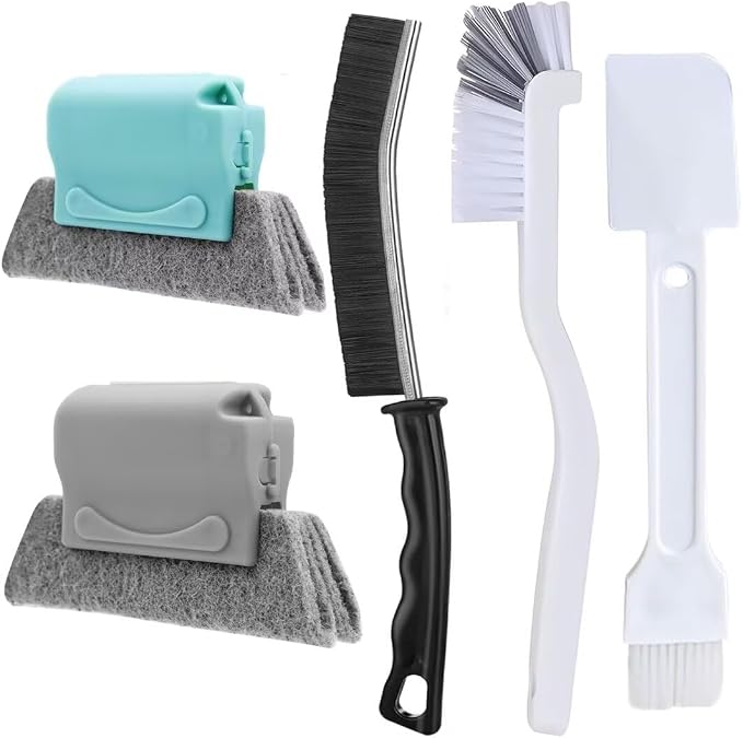 Deep Clean Brush Set Crevice Cleaning Brush Window Groove Cleaner Tools Kit for Small Spaces, Sliding Door, Shutter, Air Conditioner, Bathroom/Shower, Blinds, Vents
