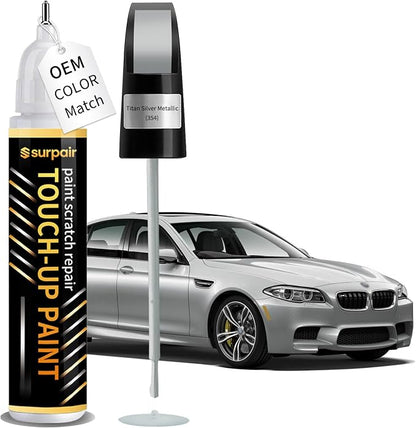 Titan Silver Metallic 354 Touch up Paint for BMW OEM Color Match Car Scratch Repair Kit for Nicks & Chips Scratches Quick & Easy Paint Fix 2-In-1 Car Scratch Remover Pen