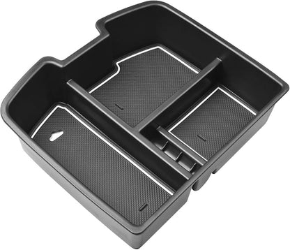 HGWEI Center Console Organizer Compatible with 2007-2014 Chevy Silverado GMC Sierra Avalanche Tahoe Suburban Yukon Yukon XL Accessories, Floor Mounted Center Console ONLY, White Trim