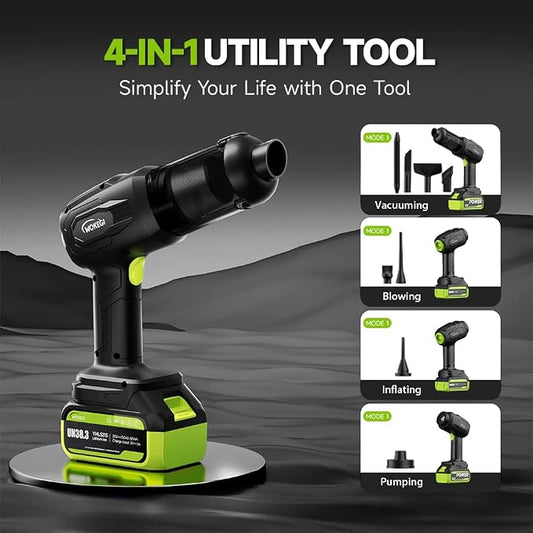 Cordless Car Vacuum Cleaner, 35000pa Powerful Handheld Vacuum & Air Duster with 2 Batteries, Portable Rechargeable Vacuum for Car Detailing, Pet Hair, Home & Office(Green)