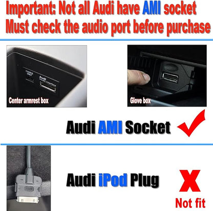 Yoper Bluetooth 5.0 Adapter Compatible with Audi A3 A4 A5 A6 A7 S3 S4 Q3 Q5 Q7 Volkswagen VW Skoda 2G 3G 3G+ AMI MMI Port Cable Music Play Connector Works with Apple iPhone iPod Android Device