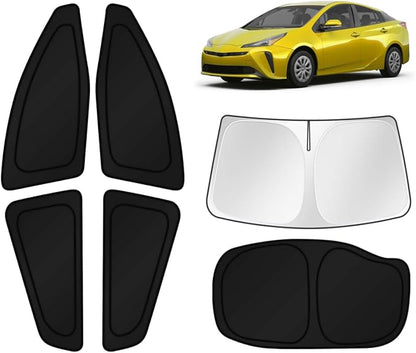KUST Car Window Shades for 2016-2022 Toyota Prius Hatchback Accessories Windshield Sun Shade Side Rear Window Covers Sunshade Privacy Protection for Camping Blackout UV Block Full Set 6PCS