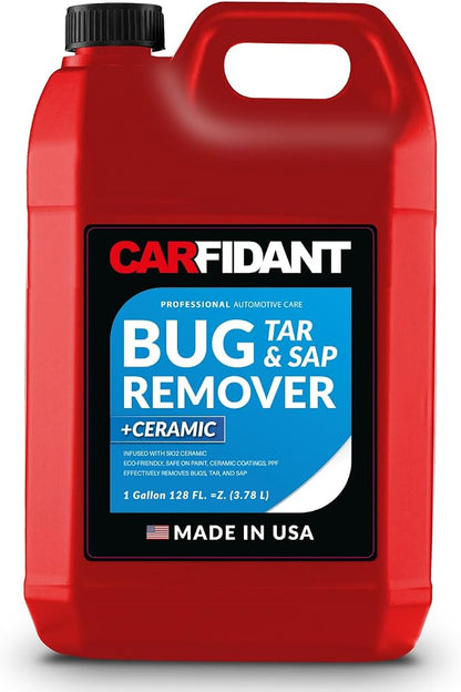 Carfidant Bug Remover for Cars Exterior with Ceramic Coating - Easily and Safely Clean Bug Splatter, Bird Poop from Paint, Plastic, Rubber, Metal, Chrome, Glass - 128oz
