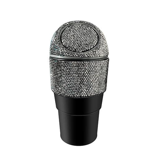 Bling Rhinestone Auto Garbage Can Car Trash Can with Lid Mini Garbage Bin for Automotive Car, Home, Office, Kitchen, Bedroom (B)