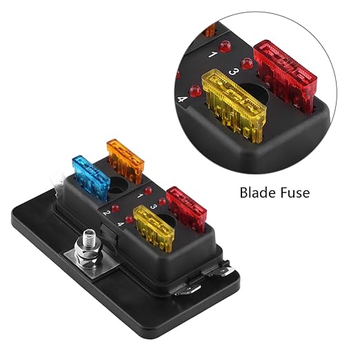4 Way Circuit BladeBox Block Holder with LED Warning Light Kit for Car Van Boat Marine