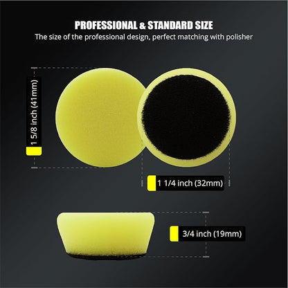 SPTA Yellow T80 Mini High-Cut Foam Polishing Pad Sets, 5Pcs 1.3inch/32mm Sponge Polishing Buffing Pads, Car Foam Detail Polishing Pad Kit for Car Detail Polishing, Small Area Polishing -FPTSS1Y