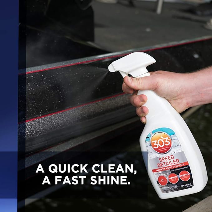 303 Products Marine Speed Detailer - Instantly Shines And Protects - UV Protection - Protects Against Fading - Removes Dust, Dirt, And Smudges, 32 fl. oz. (30205)Packaging May Vary, White