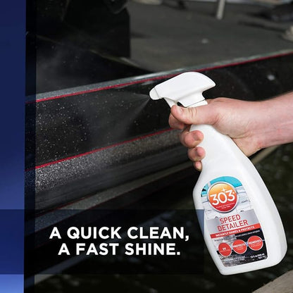 303 Products Marine Speed Detailer - Instantly Shines And Protects - UV Protection - Protects Against Fading - Removes Dust, Dirt, And Smudges, 32 fl. oz. (30205)Packaging May Vary, White