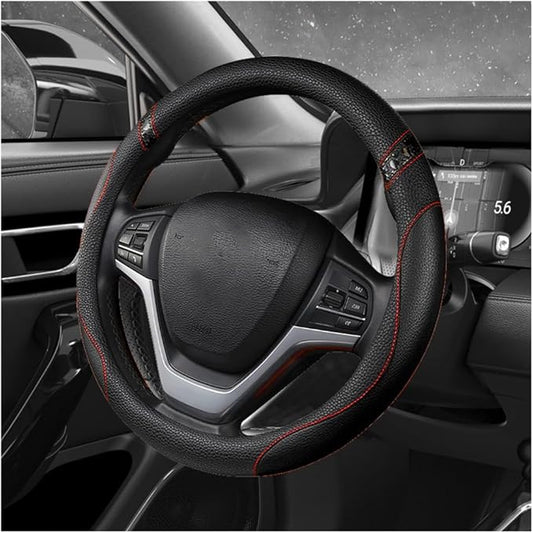 Car Steering Wheel Cover, 15 Inch Premium Leather Breathable Non-Slip Wheels Wrap, Universal Auto Comfortable Steering Wheel Protector for SUV Truck Van, Car Accessories (Black)
