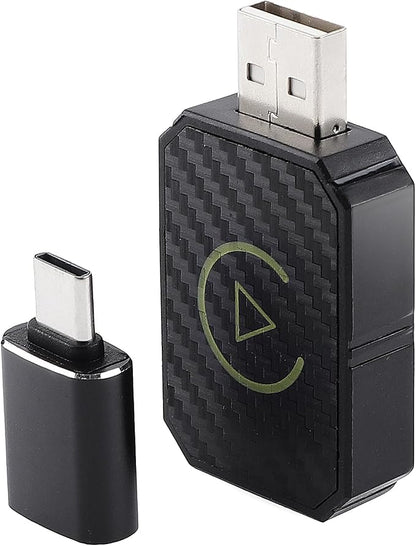 2in1 CarPlay Adapter for iPhone Android, USB Cable Low Delay iOS10+ | 2-in-1 for iPhone and Android, Ultra Low Delay, Built-in USB Cable, Auto Reconnect