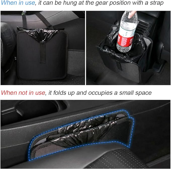 Foldable Trash Can, Hanging Waterproof Leakproof Storage Bag with Large Capacity, Car Interior Accessories (Large)