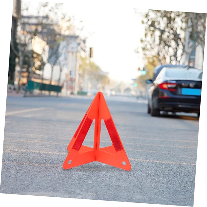 3pcs Foldable Emergency Safety Reflective Triangles for Vehicles High Visibility Roadside Warning Sign for Cars and Trucks Durable Design for Enhanced