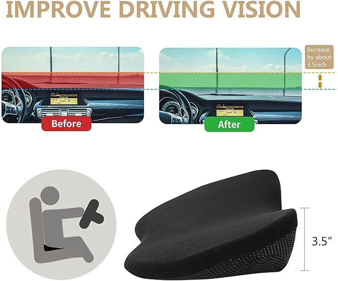 Livtribe Car Seat Cushion - Memory Foam Car Seat Pad - Sciatica & Lower Back Pain Relief - Car Seat Cushions for Driving - Road Trip Essentials for Drivers(Classic Black)