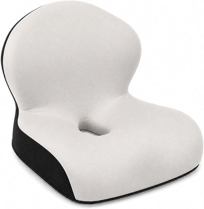 Memory Foam Office Chair Cushion with Back Support, Ergonomic Seat Cushion for Office Chair and Car Seat, Pressure Relief for Long Sitting (Light Grey)
