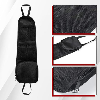 2PCS Car Seat Side Organizer, Seat Side Storage Pocket, Multifunctional Mesh Net Pocket, Car Multi-Pockets Backseat Organizer Side Hanging Bag for Storage Coins, Cell Phones (Black, 2PCS)