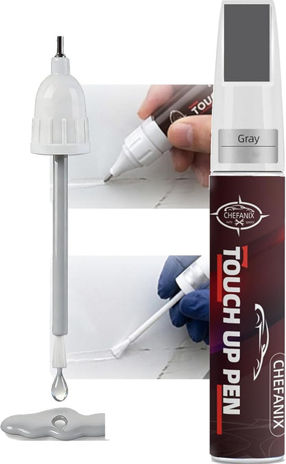 Gray Touch Up Paint for Cars & Motorcycles – Car Scratch Remover, 2-in-1 Brush & Pen, Paint Scratch Repair Kit with Quick-Dry Formula for Multi-Brand Vehicles
