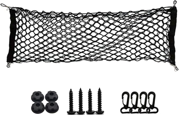ZIMISI Car Cargo Net, Elastic Stretchable Car Trunk Cargo Storage Net with Hooks, Double-Layer Nylon Truck Organizer Mesh, Vehicle Interior Accessories for Most SUVs, Trucks (43.3x15.7 inch/110×40 cm)