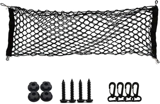 ZIMISI Car Cargo Net, Elastic Stretchable Car Trunk Cargo Storage Net with Hooks, Double-Layer Nylon Truck Organizer Mesh, Vehicle Interior Accessories for Most SUVs, Trucks (43.3x15.7 inch/110×40 cm)