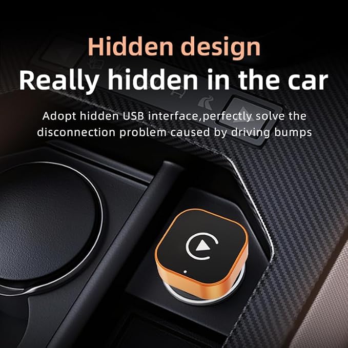 Wireless CarPlay Adapter, 2026 Upgraded Wired to Wireless for Apple CarPlay & Android Auto, 2-in-1 Mini USB, Plug-and-Play Stable Connection (Orange)