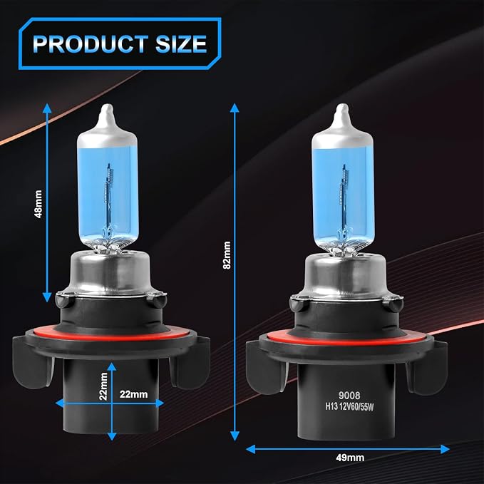 Fit for Jeep Compass 2007 2008 2009 2010 High Performance Halogen Headlight Bulbs,9008/H13 High Low Beam Headlamp Replacement Bulbs Kit, Plug and Play,Pack of 2