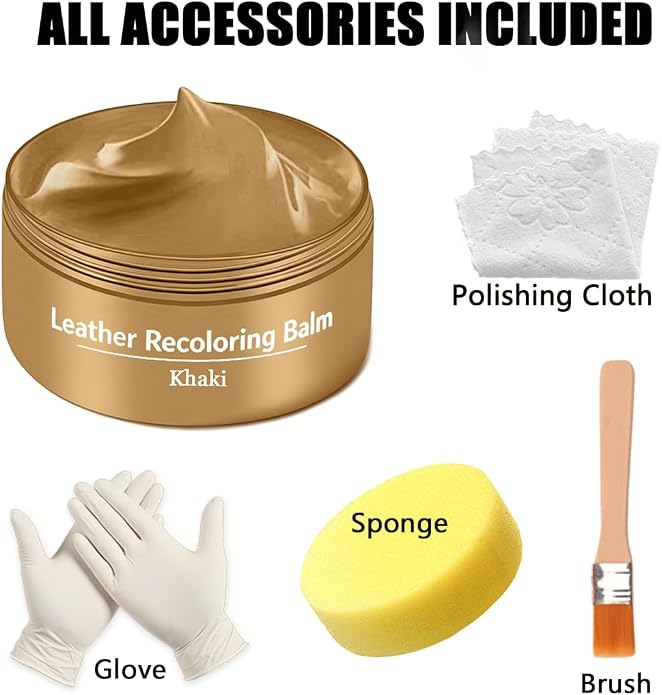 Leather Recoloring Balm, Leather & Vinyl Color Restorer Conditioner – Repairs Faded & Scratched Leather Color