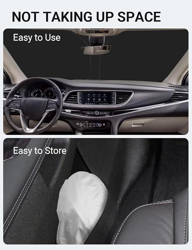 Proadsy 2026 Upgrade Front Windshield Sun Shade Foldable Sunshade Protector Custom Fit 2018-2024 Buick Enclave Accessories