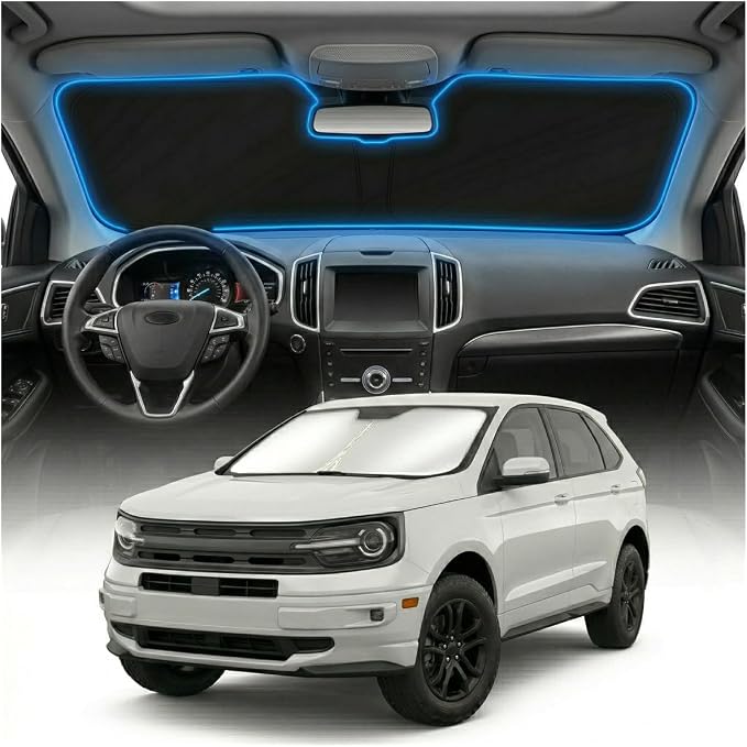 for Ford Edge Sun Shade Windshield Cover - Custom Fit Edge Accessories 2015-2024 Sunshade Foldable UV Protection & Heat Shield Sun Visor Accessories