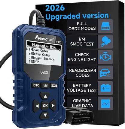 V410 OBD2 Scanner Code Reader, Car Scanner Diagnostic Tool Check Engine Light, Graphic Live Data, I/M Smog Test, Battery Voltage Test – CAN Diagnostic Scan Tool for All OBDII Vehicles