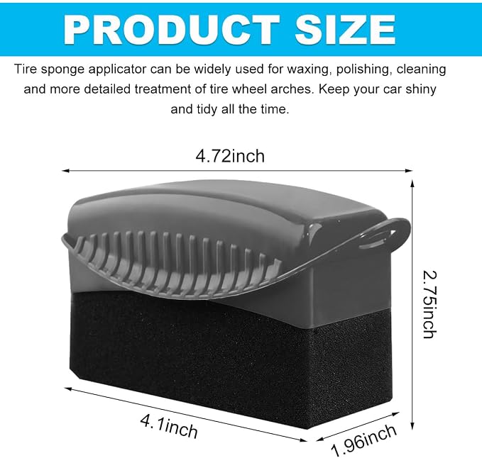 Yourkar 2 PCS Tire Shine Applicator, Flat Dressing Waxing Sponge Pads With Lid Cover, Reusable Polishing Cleaning Foam Applicators With Rectangular Box, Car Accessories (Gray)