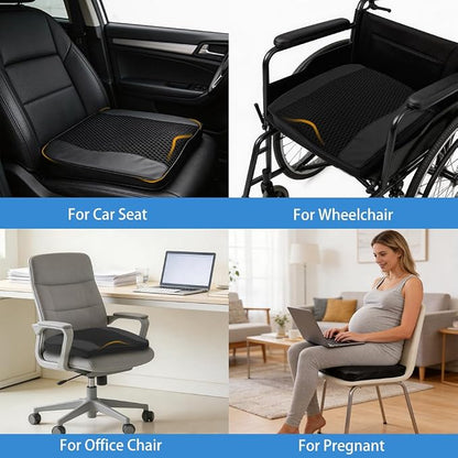 Car Seat Cushion for Long Driving Memory Foam Wedge Leather Cushion for Back Pain & Tailbone Pain Relief Non Slip & Ergonomic Car Seat Pillow Pad, Fit for Most Car Truck Office Chair & Wheelchair