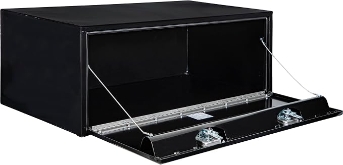 Buyers Products 1708310 Black Steel Underbody Truck Tool Box – 18 x 24 x 48 Inch - Truck Bed & Underbelly RV Storage Box, Locking T-Latch, Weather-Resistant, Heavy-Duty Flatbed Job Box, Made in USA