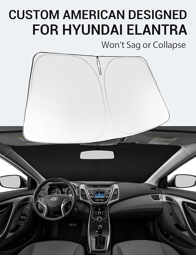 Proadsy 2026 Upgrade Front Windshield Sun Shade Foldable Sunshade Protector Custom Fit 2011-2016 Elantra Accessories