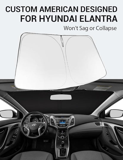 Proadsy 2026 Upgrade Front Windshield Sun Shade Foldable Sunshade Protector Custom Fit 2011-2016 Elantra Accessories