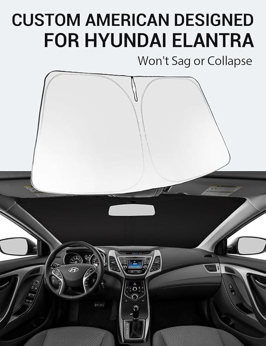 Proadsy 2026 Upgrade Front Windshield Sun Shade Foldable Sunshade Protector Custom Fit 2011-2016 Elantra Accessories