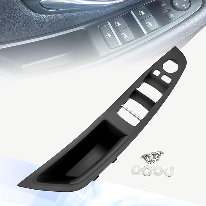 Driver Side Door Handle Cover Compatible with BMW 5 Series 520 523 525 528 530 F10/F11/F18 2010-2016, Window Switch Armrest Panel for Left-Hand Drive Models Black