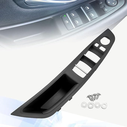 Driver Side Door Handle Cover Compatible with BMW 5 Series 520 523 525 528 530 F10/F11/F18 2010-2016, Window Switch Armrest Panel for Left-Hand Drive Models Black