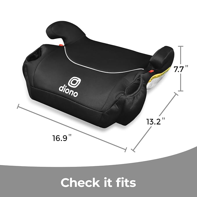 Diono Solana, No Latch, Pack of 2 Backless Booster Car Seats, Lightweight, Machine Washable Covers, Cup Holders, Black